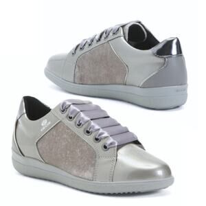 New! GEOX Women's Patent Velvet Lace up Comfort Shoes Sneakers